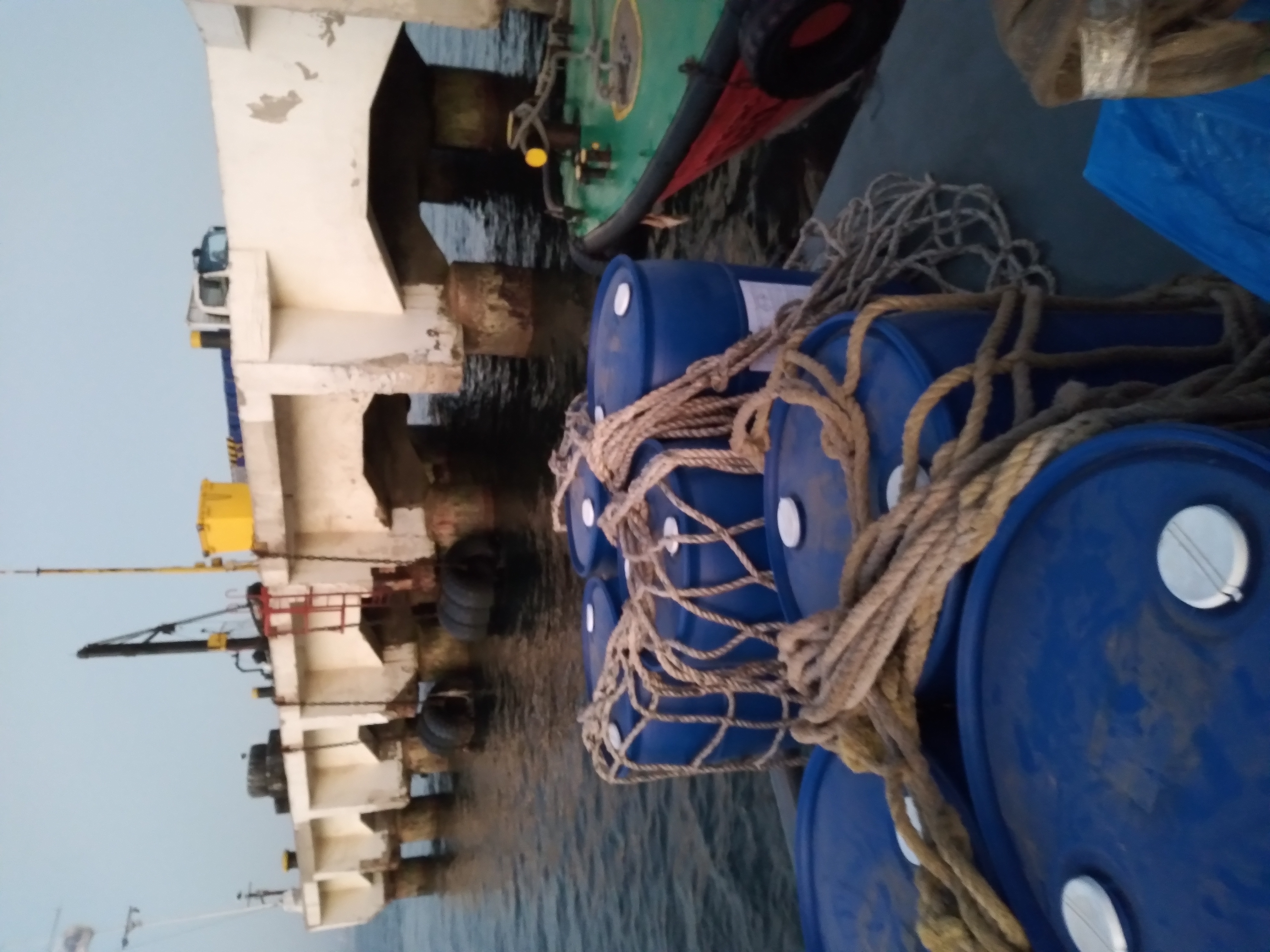 Chemical drums on supply boat